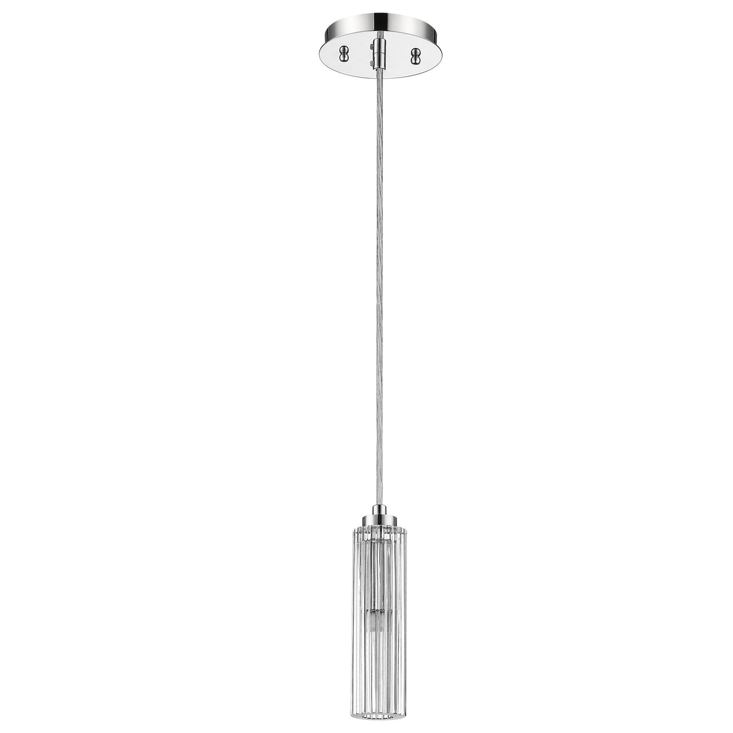 HomeRoots Solo 1-Light Polished Chrome Pendant With Multi-Faceted Round Crystal Shade