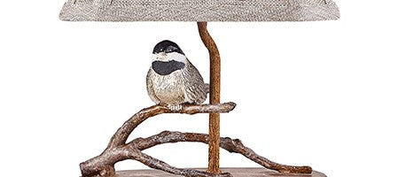 HomeRoots Songbird On A Branch Accent Lamp With Tan Tailored Shade