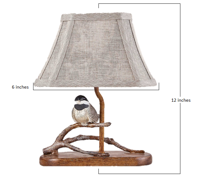 HomeRoots Songbird On A Branch Accent Lamp With Tan Tailored Shade