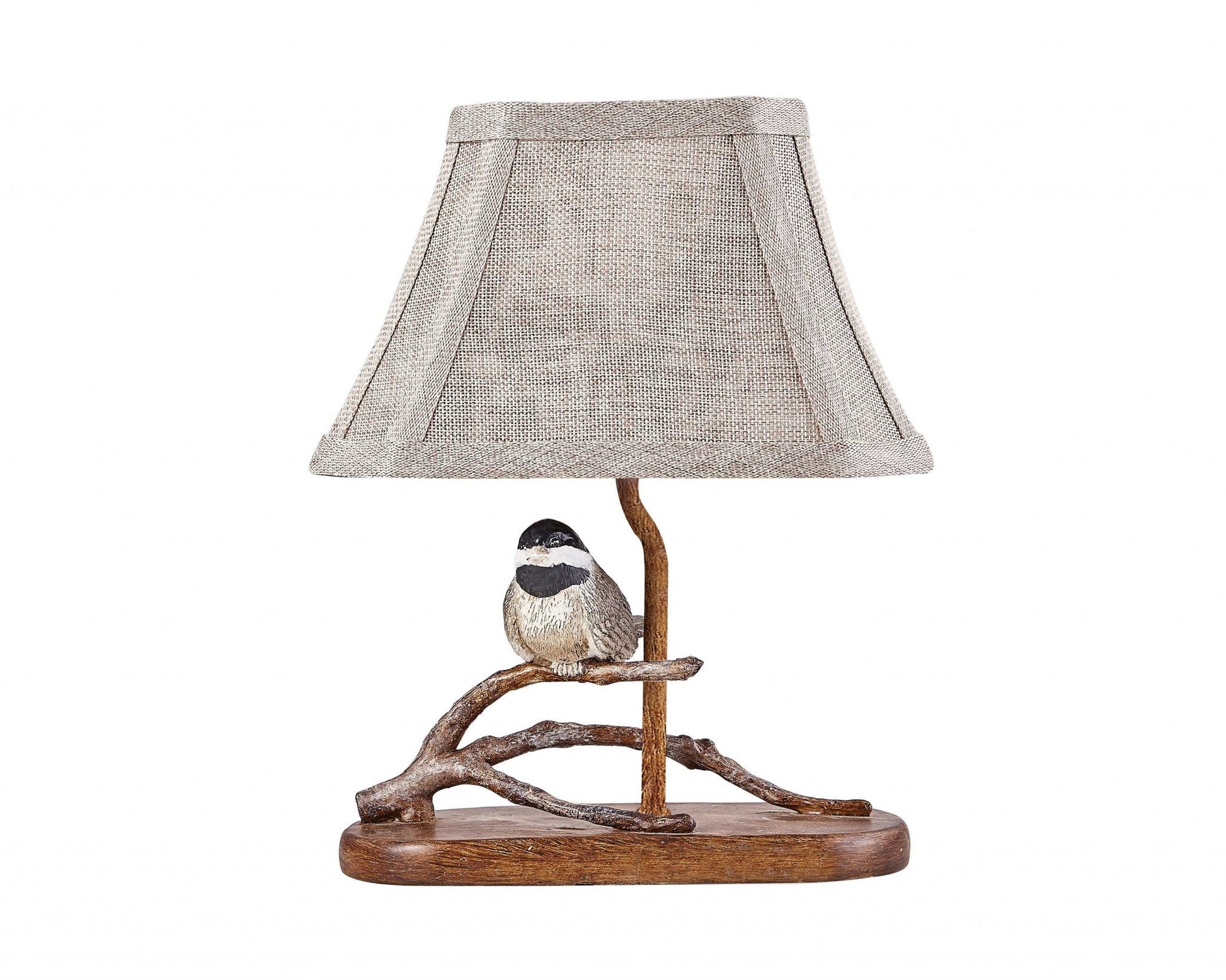 HomeRoots Songbird On A Branch Accent Lamp With Tan Tailored Shade