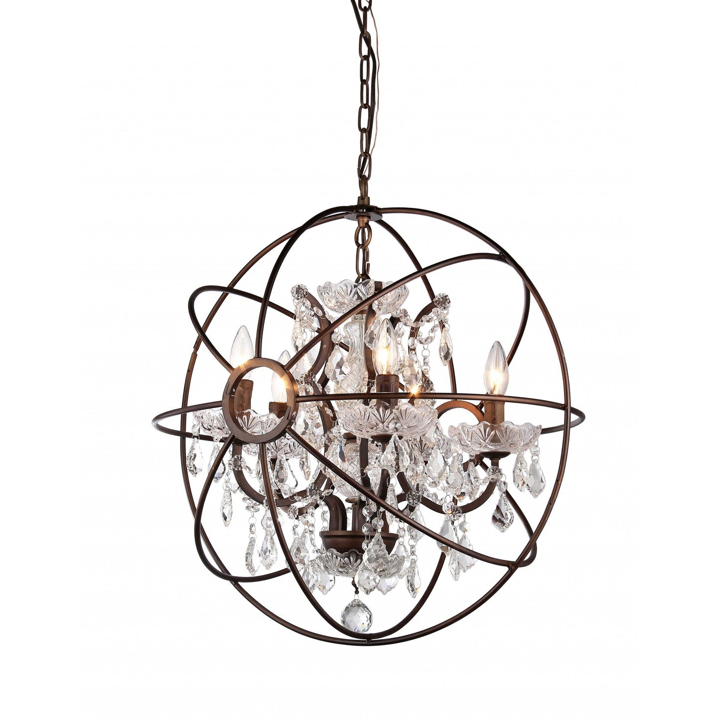 HomeRoots Spherical Chandelier In Antique Bronze Finish