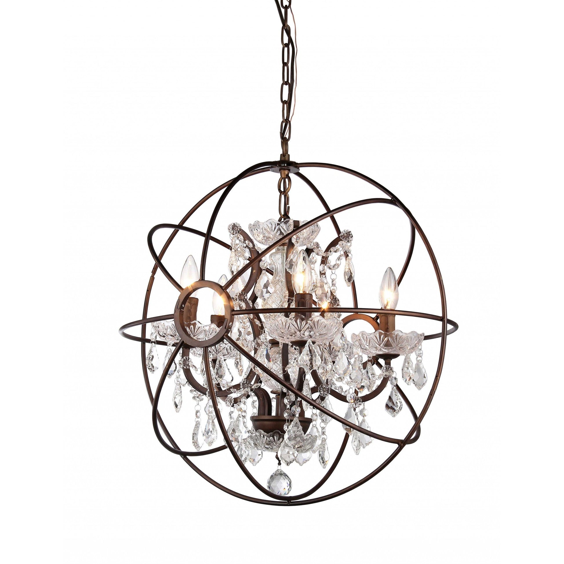 HomeRoots Spherical Chandelier In Antique Bronze Finish