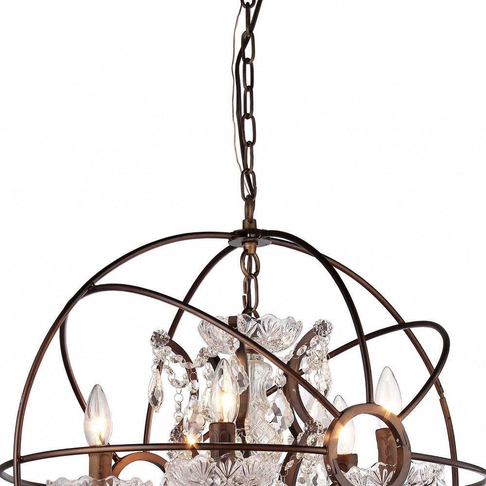 HomeRoots Spherical Chandelier In Antique Bronze Finish