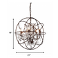 HomeRoots Spherical Chandelier In Antique Bronze Finish