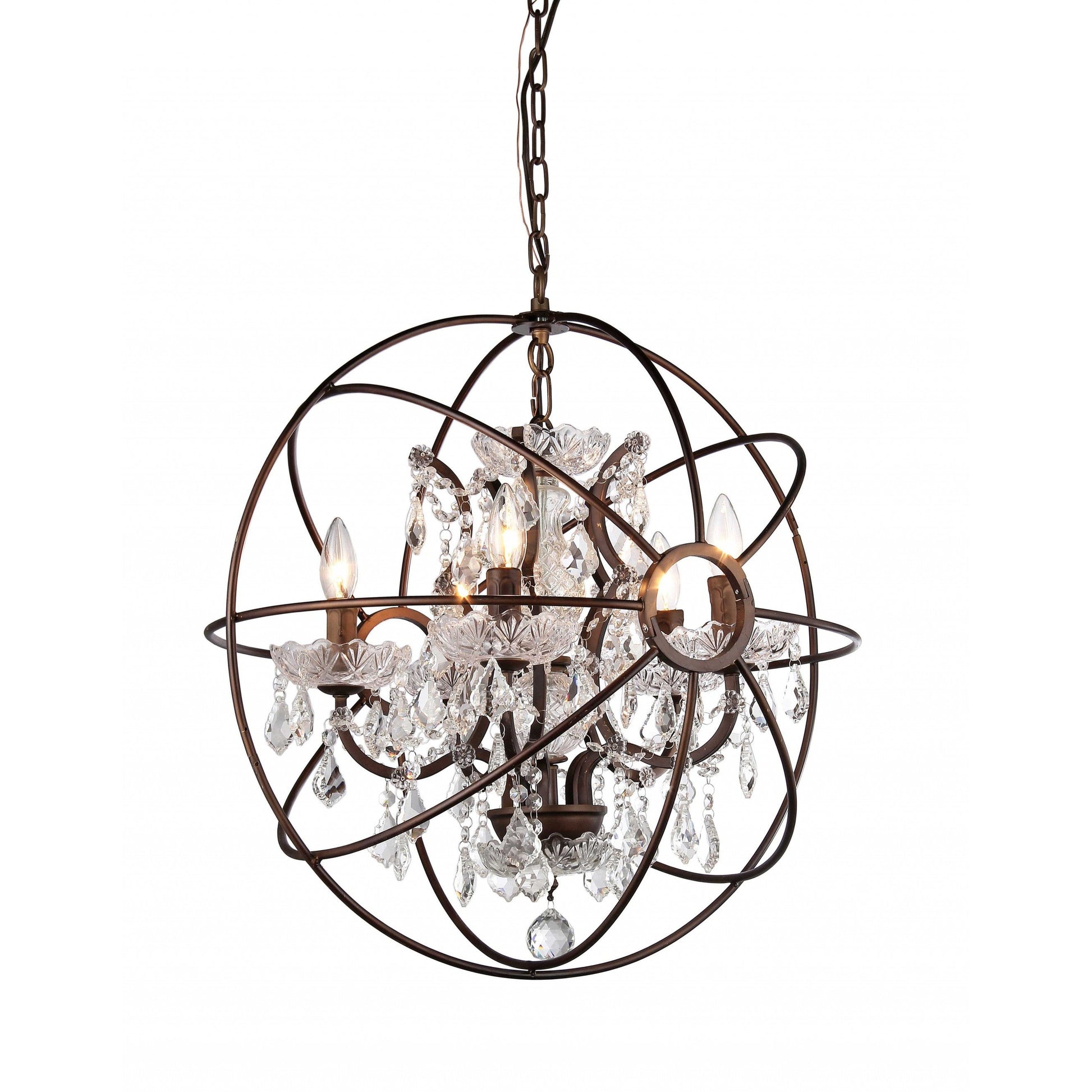 HomeRoots Spherical Chandelier In Antique Bronze Finish