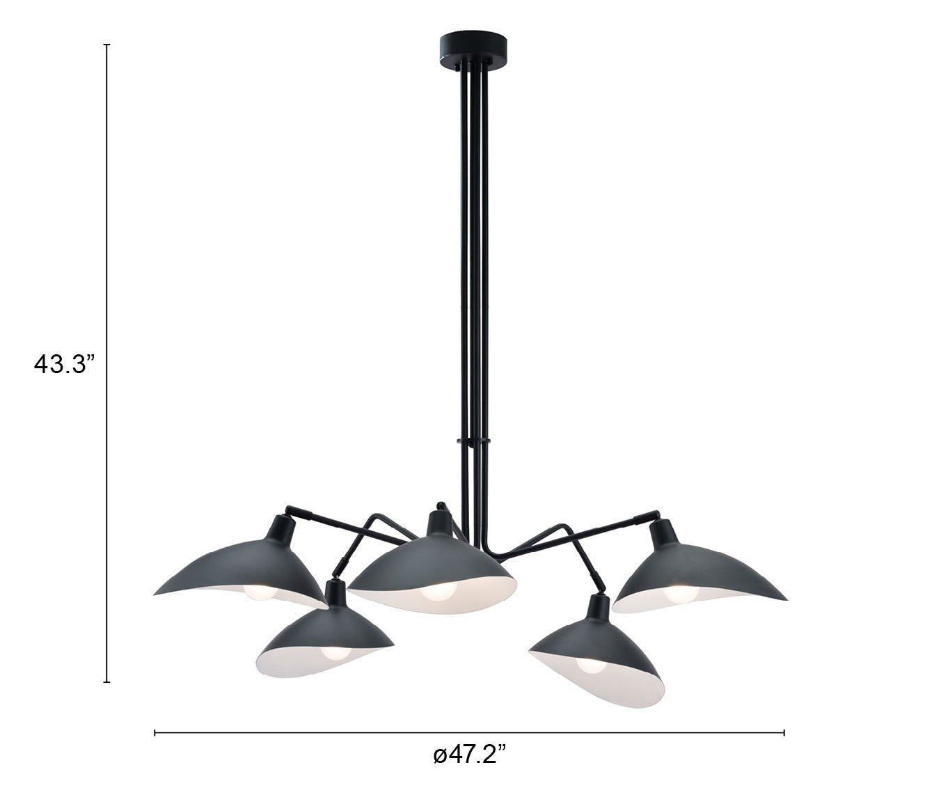 HomeRoots Spider Modern Chandelier in Black Finish