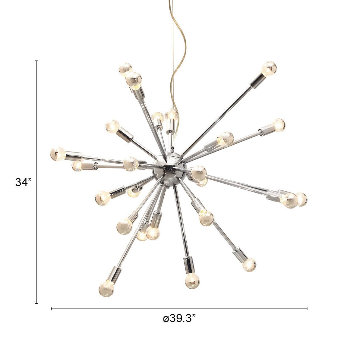HomeRoots Sputnik Globe Multi Light Dimmable Ceiling Light With Stainless Steel Finish