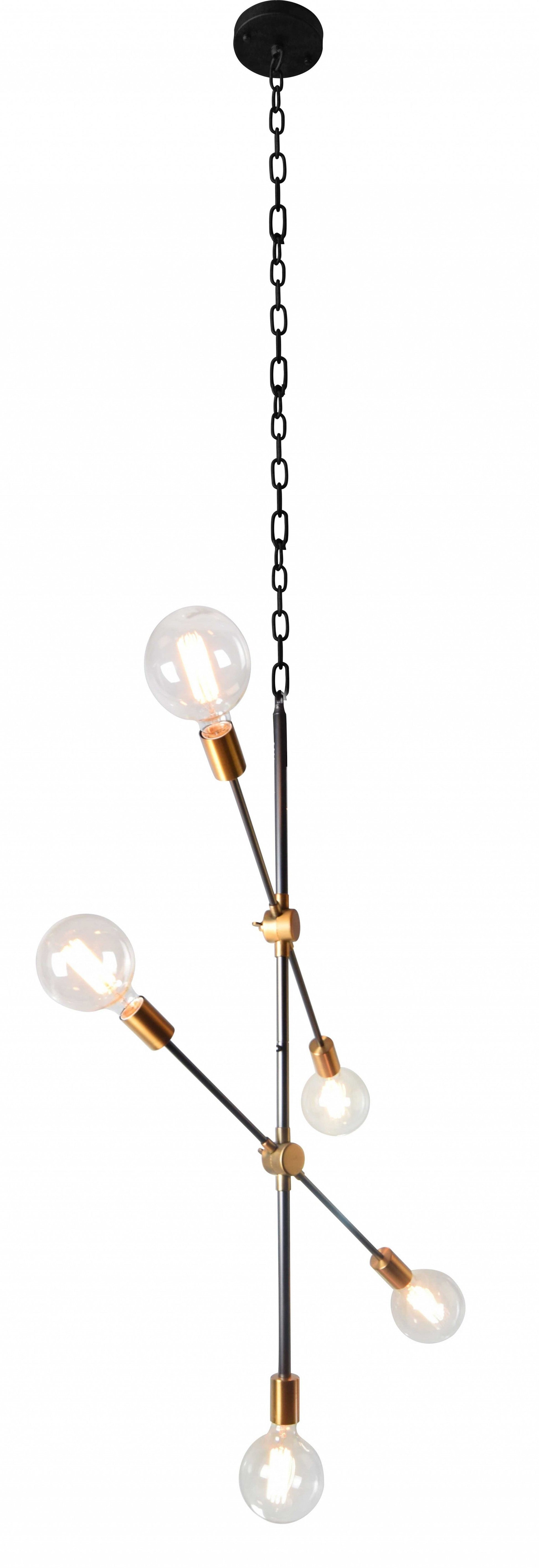 HomeRoots Sputnik Modern Linear 5-Light Metal Chandelier in Copper Finish