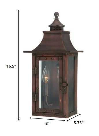 HomeRoots St. Charles 2-Light Patina Wall Light in Copper Finish