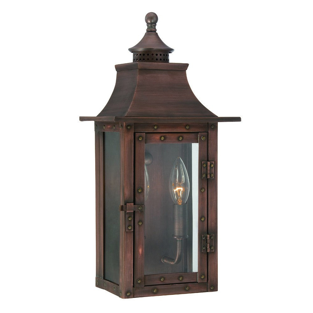 HomeRoots St. Charles 2-Light Patina Wall Light in Copper Finish