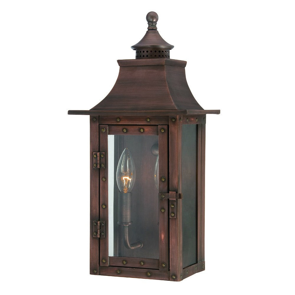 HomeRoots St. Charles 2-Light Patina Wall Light in Copper Finish