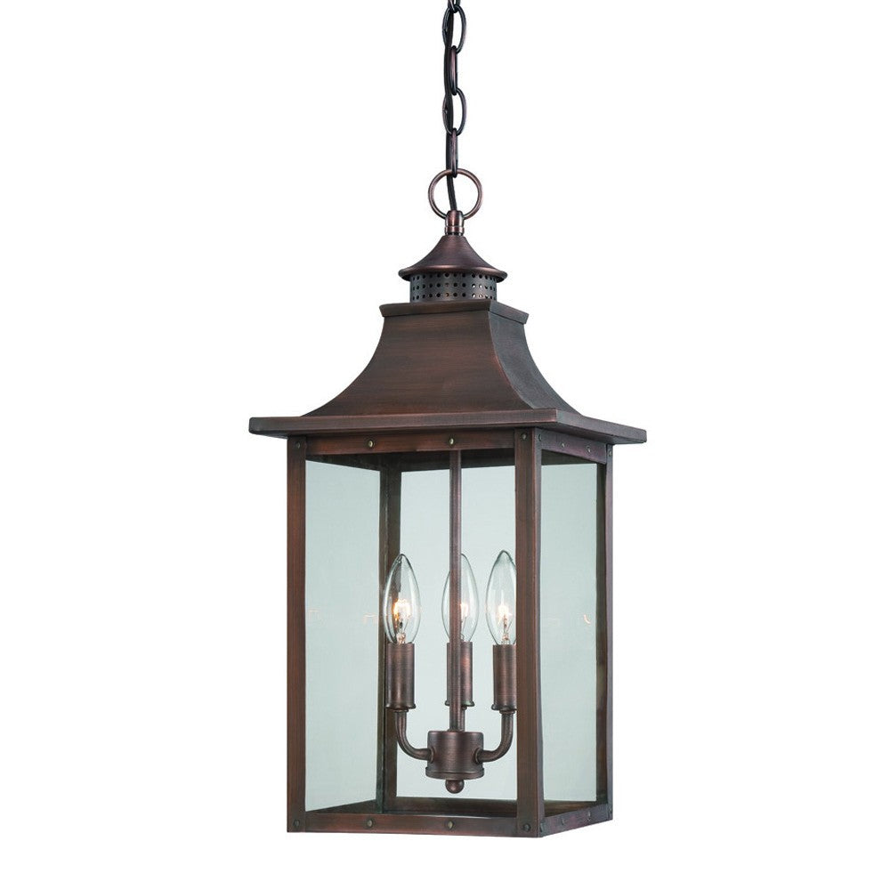 HomeRoots St. Charles 3-Light Acopper Patina Hanging Light