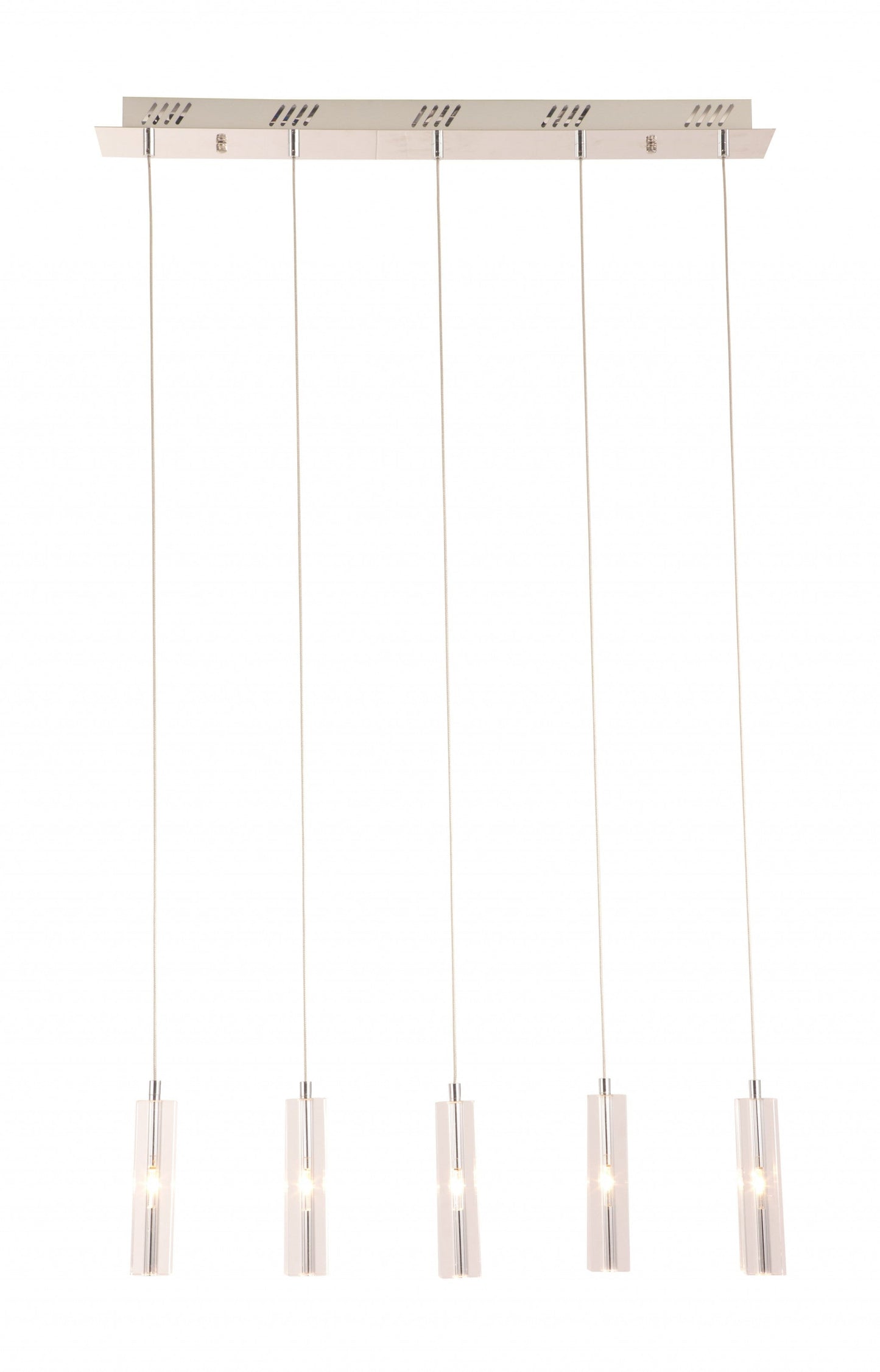 HomeRoots Stark Five Bulb Clear Ceiling Lamp With Stainless Steel Finish