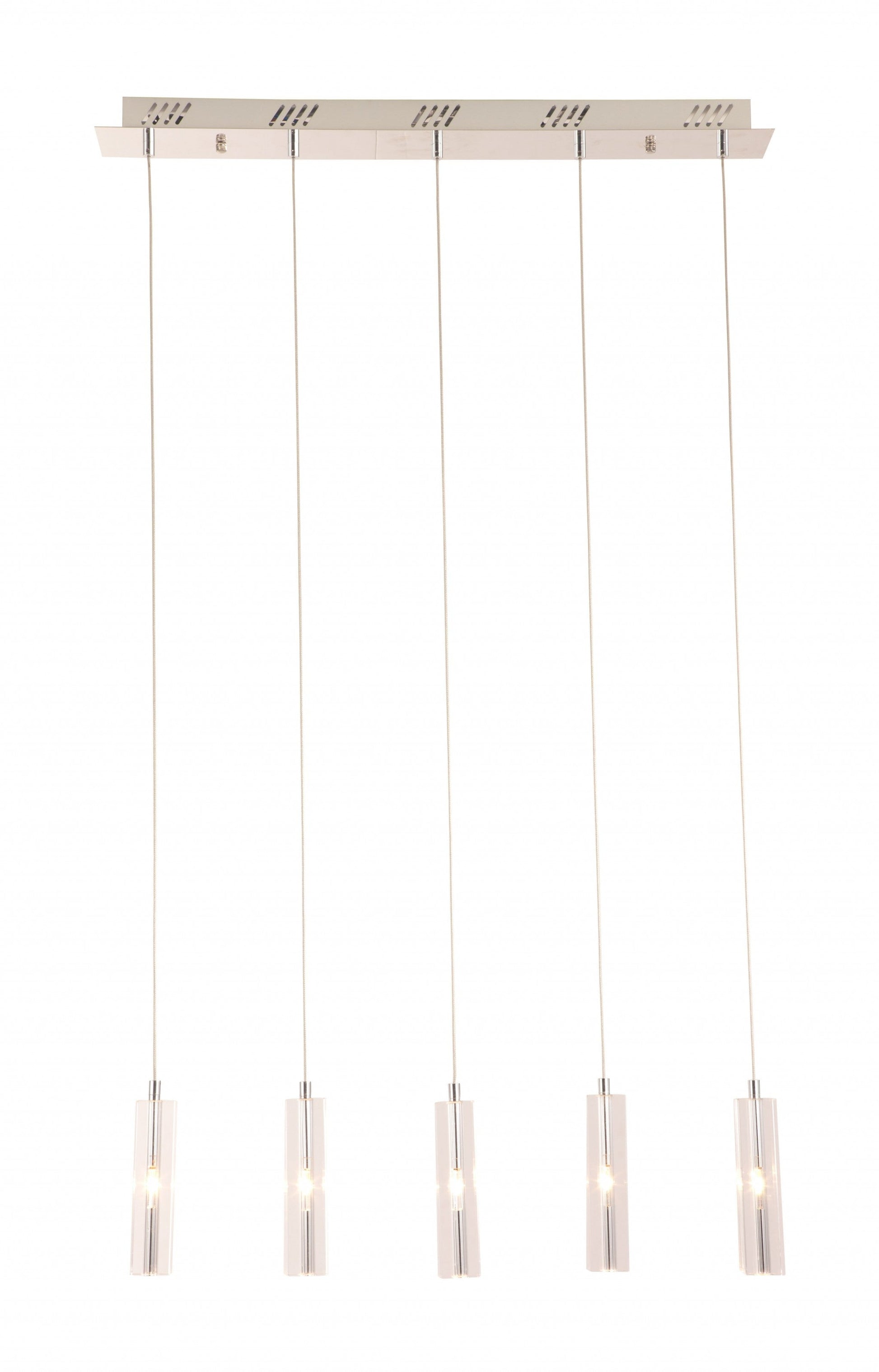 HomeRoots Stark Five Bulb Clear Ceiling Lamp With Stainless Steel Finish