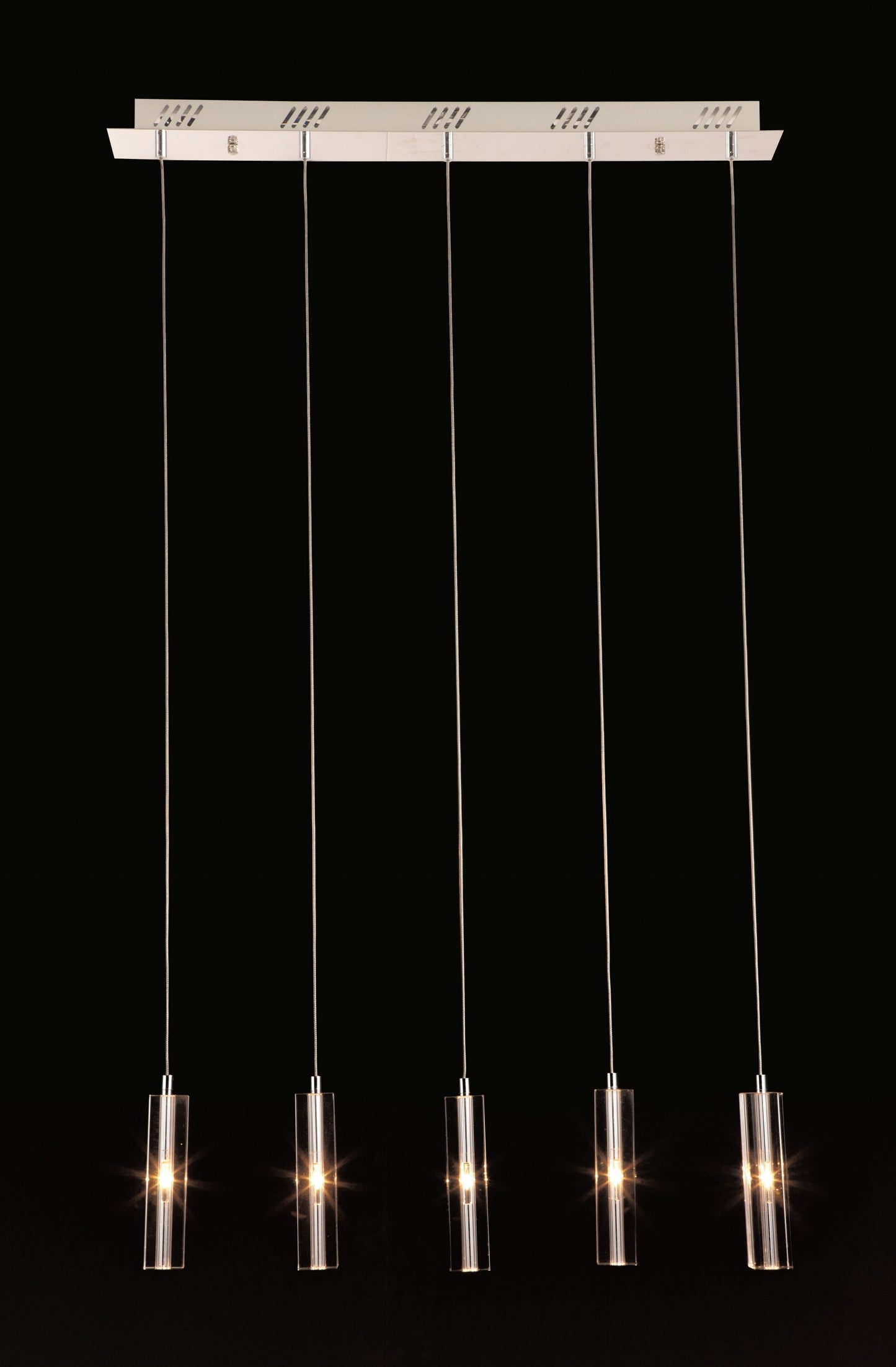 HomeRoots Stark Five Bulb Clear Ceiling Lamp With Stainless Steel Finish