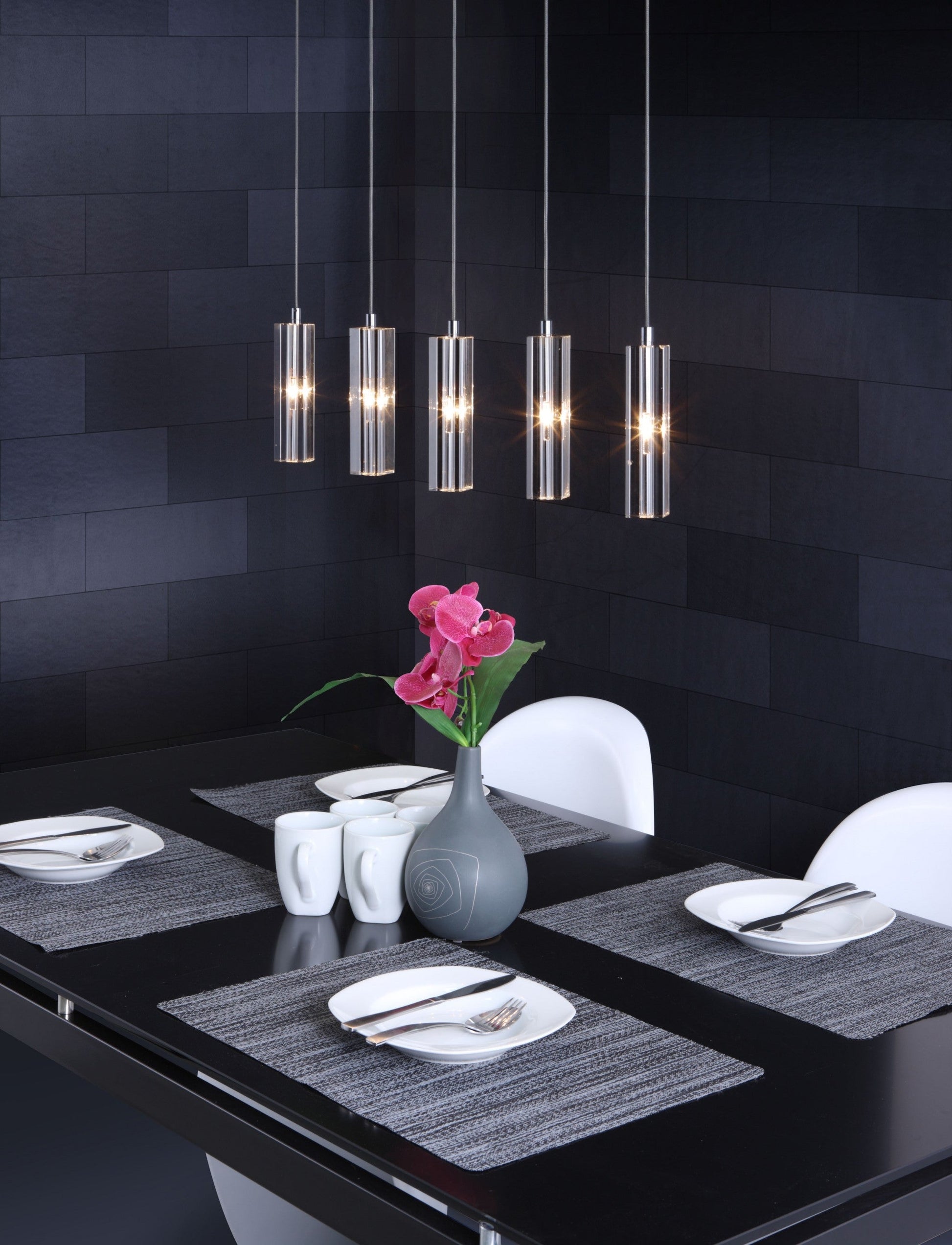 HomeRoots Stark Five Bulb Clear Ceiling Lamp With Stainless Steel Finish