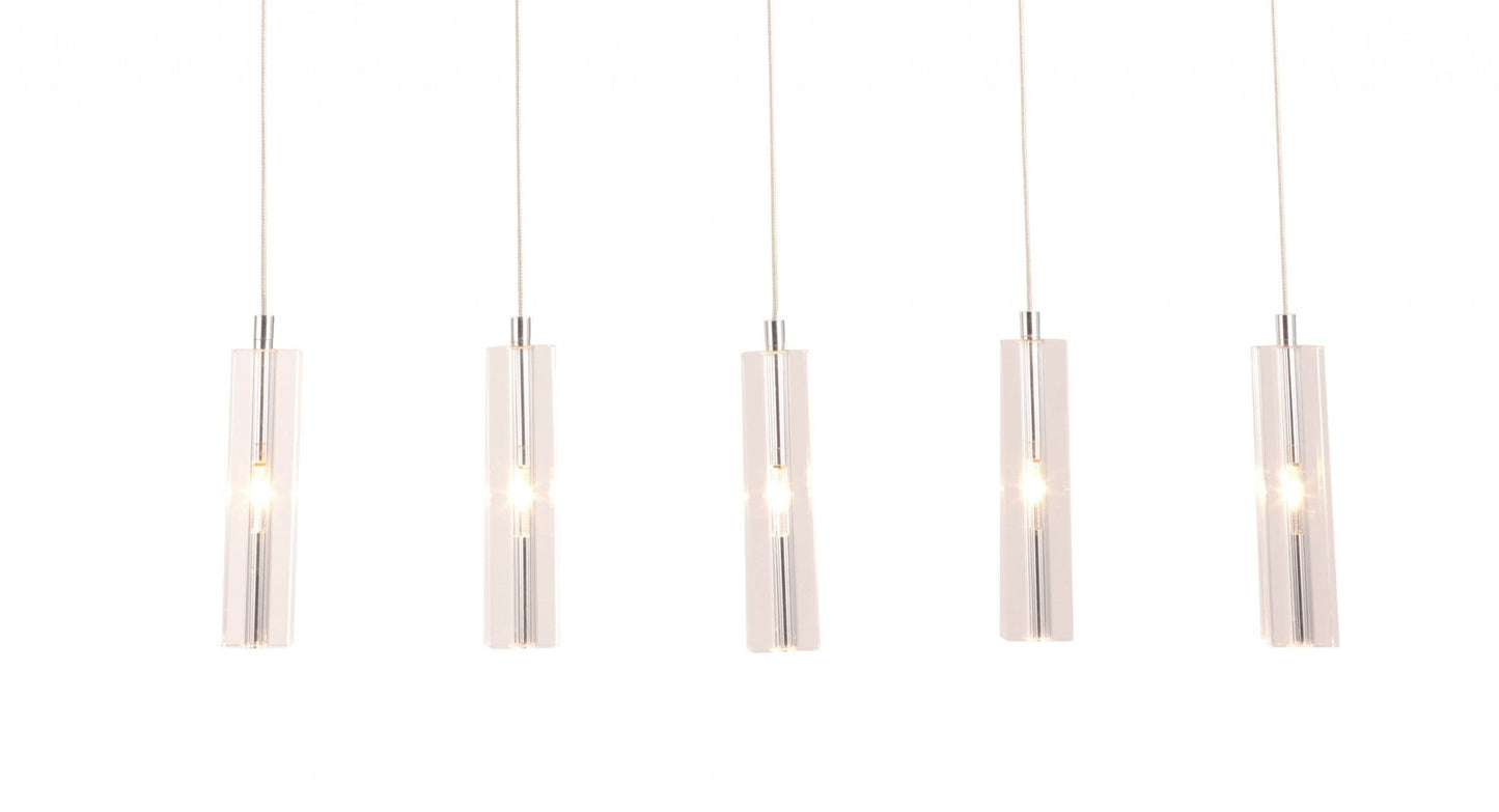 HomeRoots Stark Five Bulb Clear Ceiling Lamp With Stainless Steel Finish