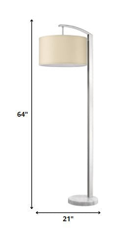 HomeRoots Station 1-Light Floor Lamp With Coarse Ivory Linen Shade and Brushed Nickel Finish