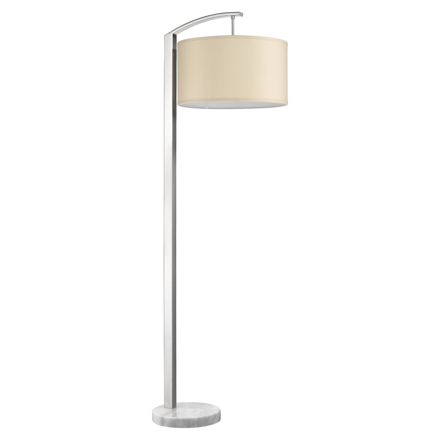 HomeRoots Station 1-Light Floor Lamp With Coarse Ivory Linen Shade and Brushed Nickel Finish