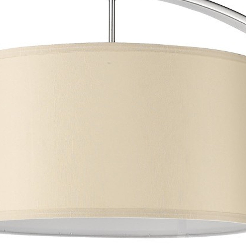 HomeRoots Station 1-Light Floor Lamp With Coarse Ivory Linen Shade and Brushed Nickel Finish