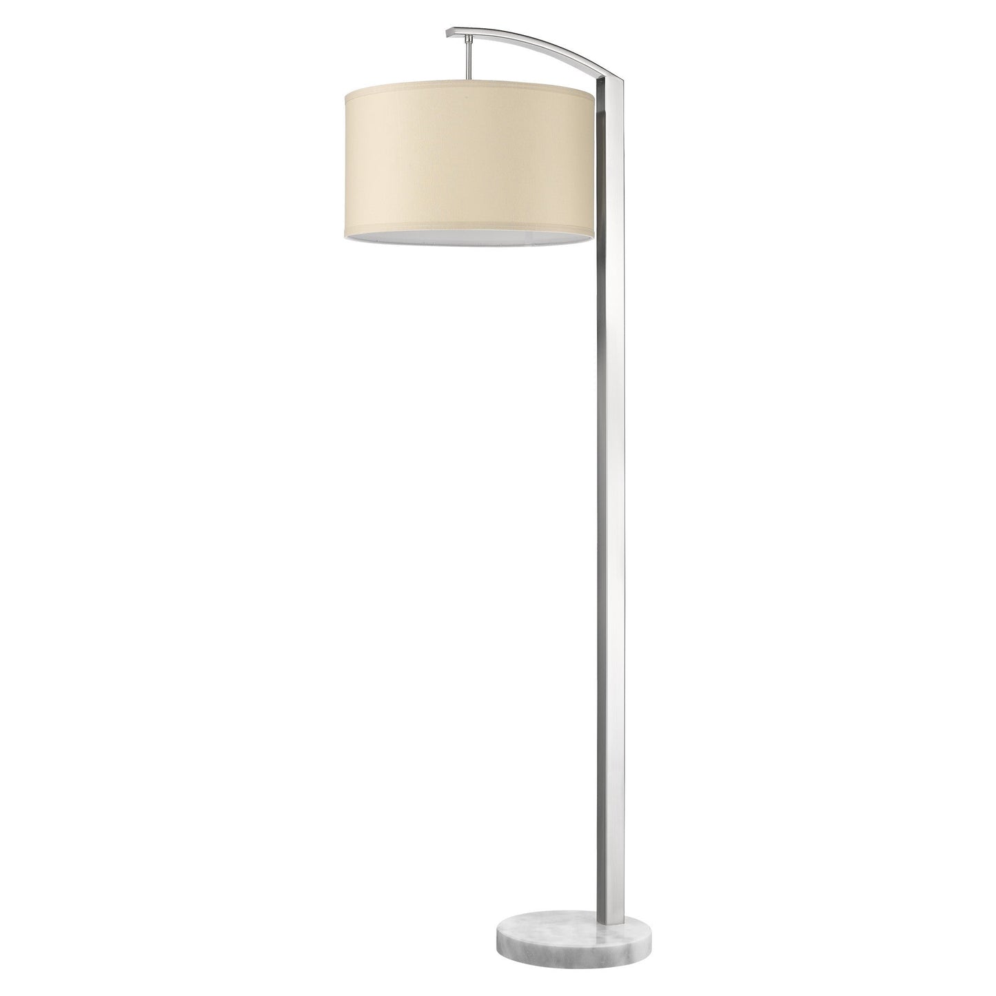 HomeRoots Station 1-Light Floor Lamp With Coarse Ivory Linen Shade and Brushed Nickel Finish