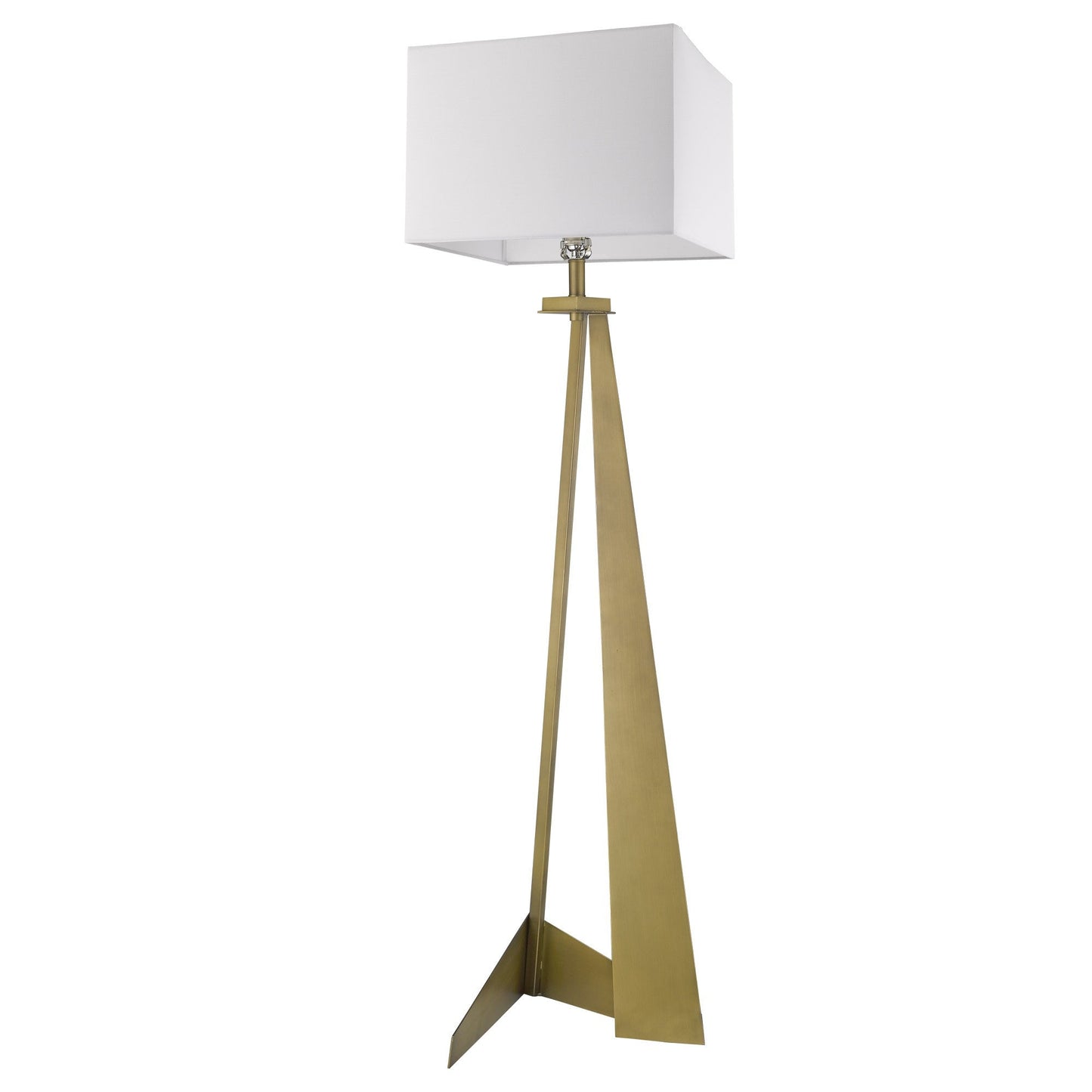 HomeRoots Stratos 1-Light Floor Lamp in Aged Brass Finish