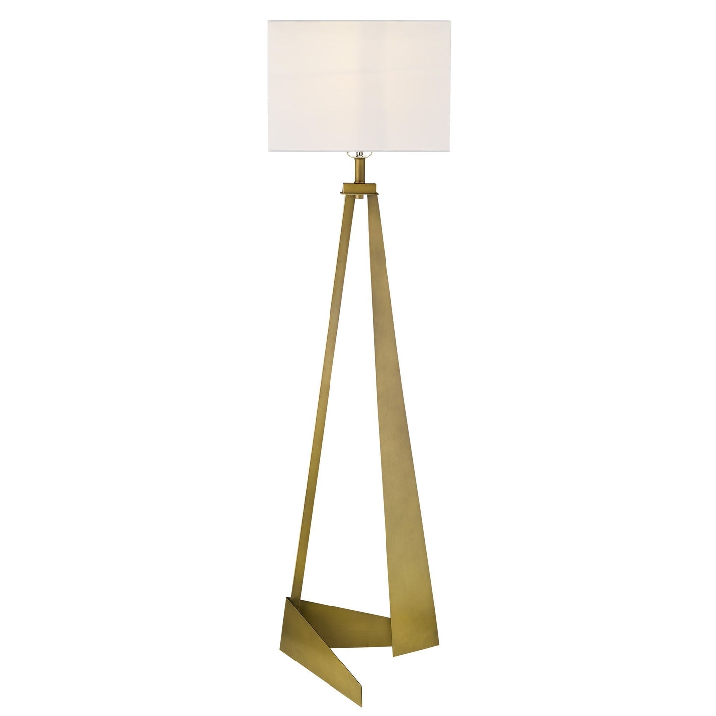 HomeRoots Stratos 1-Light Floor Lamp in Aged Brass Finish