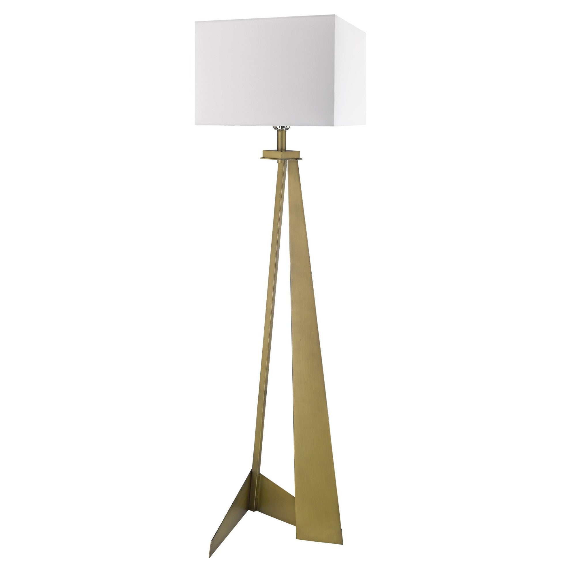 HomeRoots Stratos 1-Light Floor Lamp in Aged Brass Finish