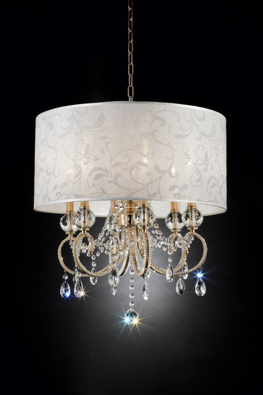 HomeRoots Stunning Ceiling Lamp With Crystal Accents and Brass Gold Finish