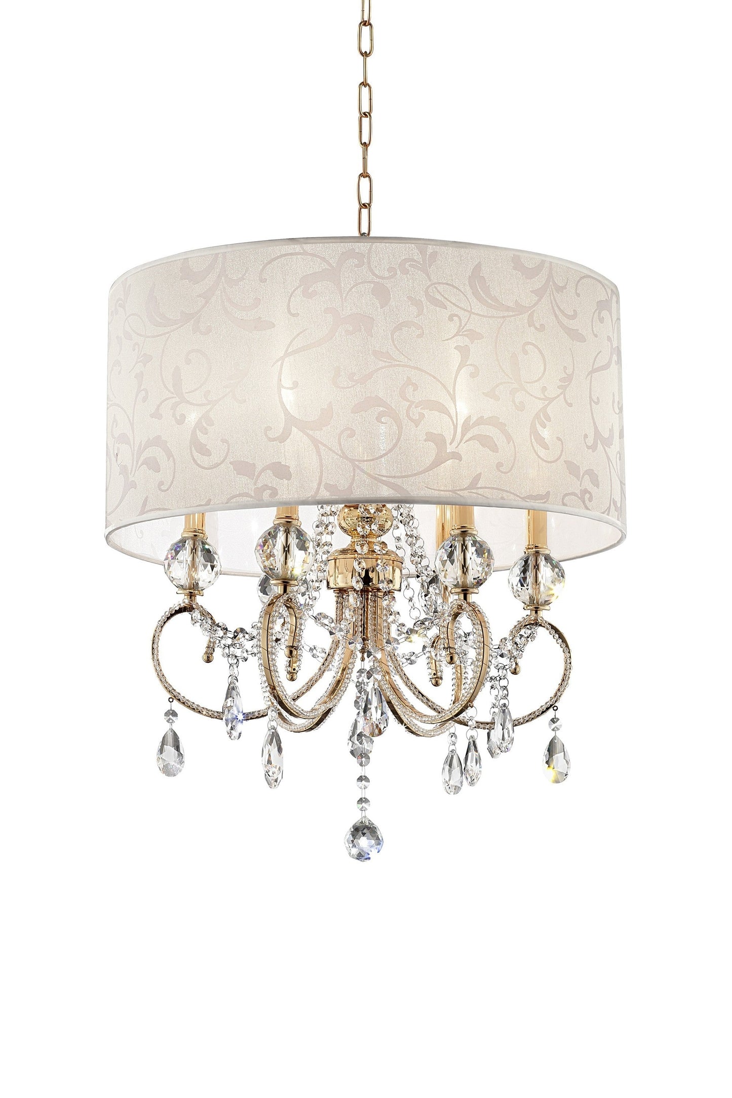 HomeRoots Stunning Ceiling Lamp With Crystal Accents and Brass Gold Finish