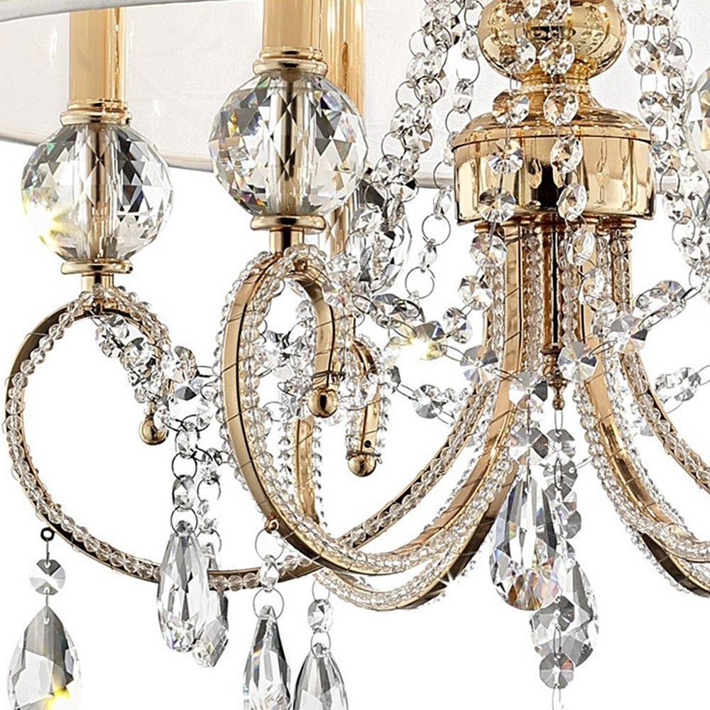 HomeRoots Stunning Ceiling Lamp With Crystal Accents and Brass Gold Finish
