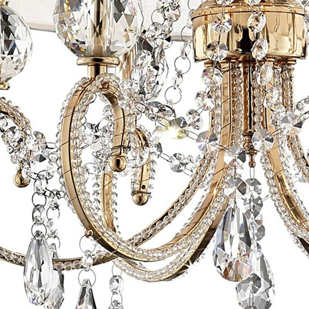 HomeRoots Stunning Ceiling Lamp With Crystal Accents and Brass Gold Finish