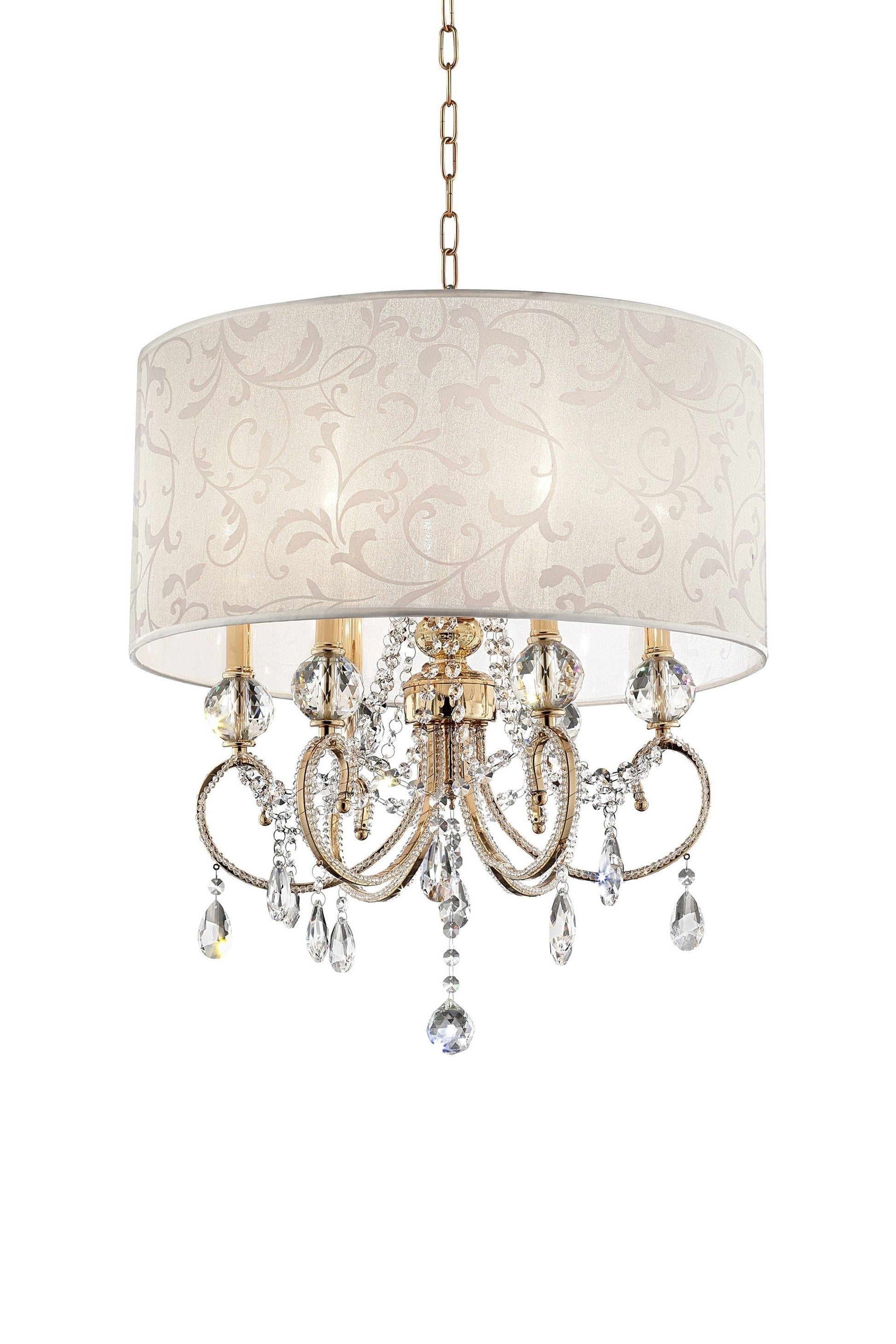 HomeRoots Stunning Ceiling Lamp With Crystal Accents and Brass Gold Finish
