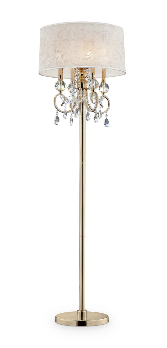 HomeRoots Stunning Floor Lamp With Crystal Accents in Brass Gold Finish