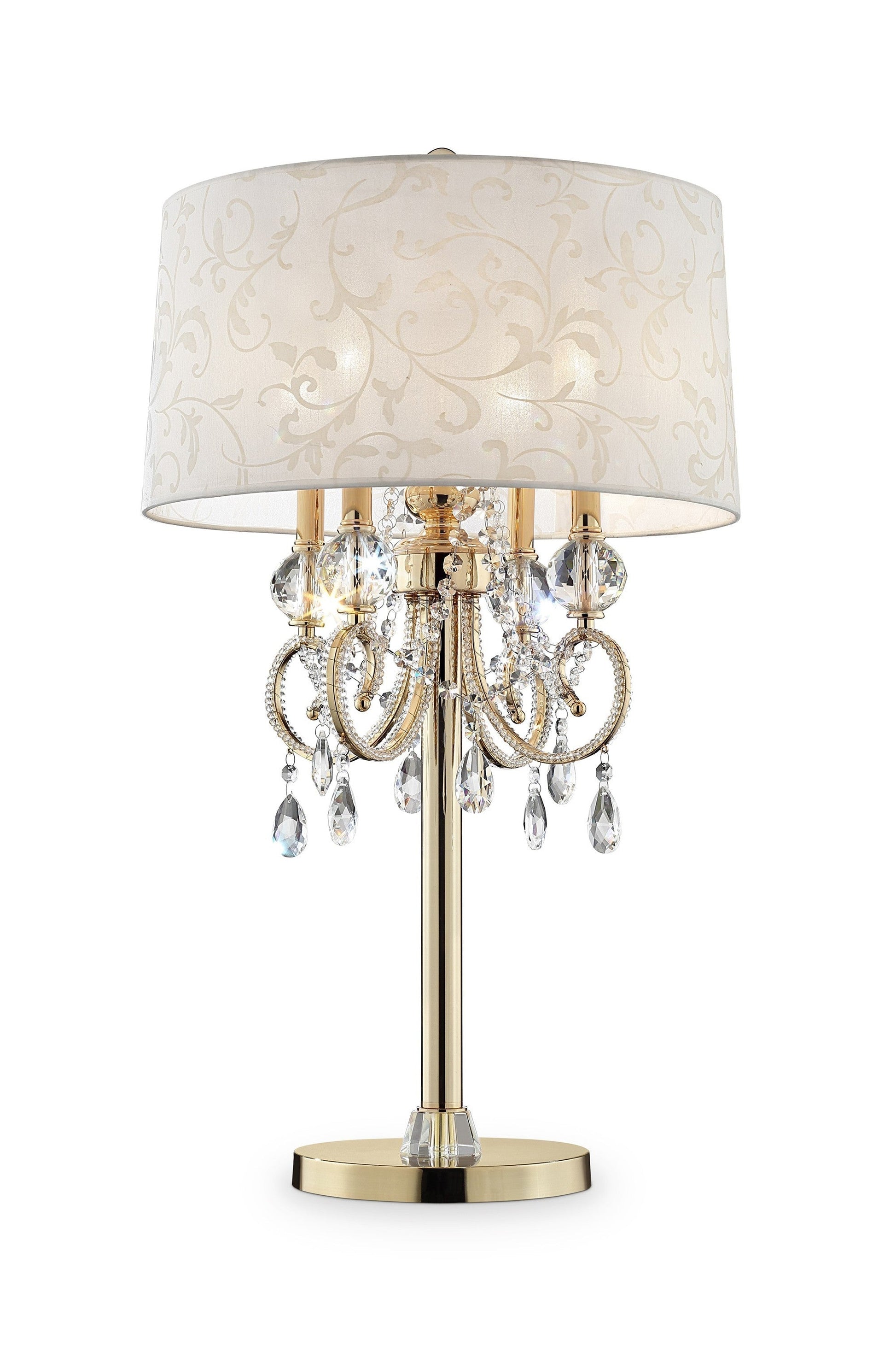 HomeRoots Stunning Table Lamp With Crystal Accents in Brass Gold Finish