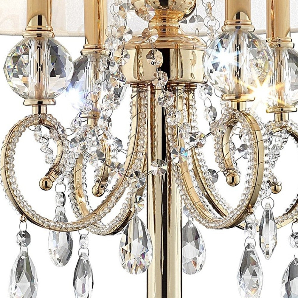 HomeRoots Stunning Table Lamp With Crystal Accents in Brass Gold Finish