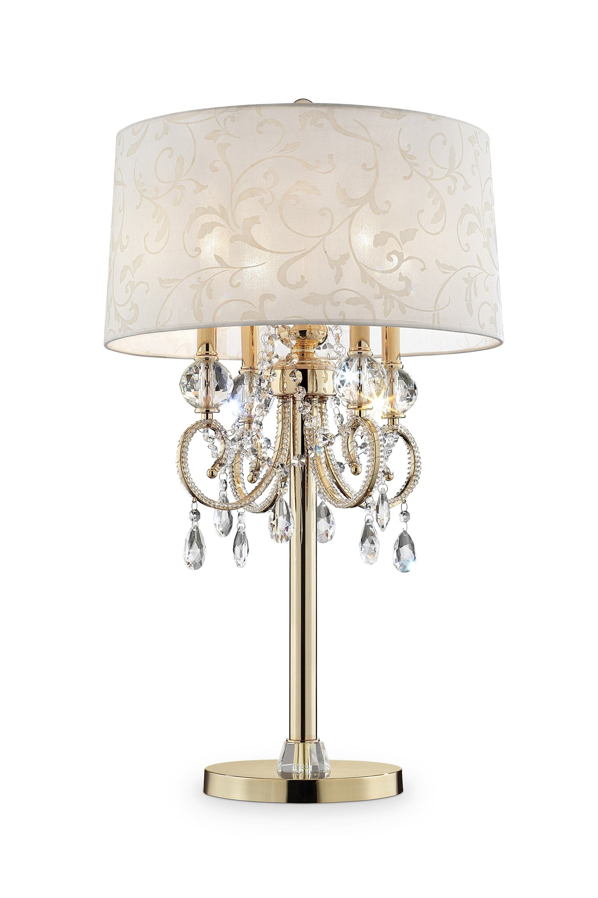 HomeRoots Stunning Table Lamp With Crystal Accents in Brass Gold Finish