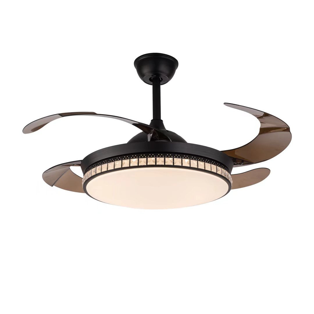 HomeRoots Stylish Chandelier With Retractable Blades in Black Finish