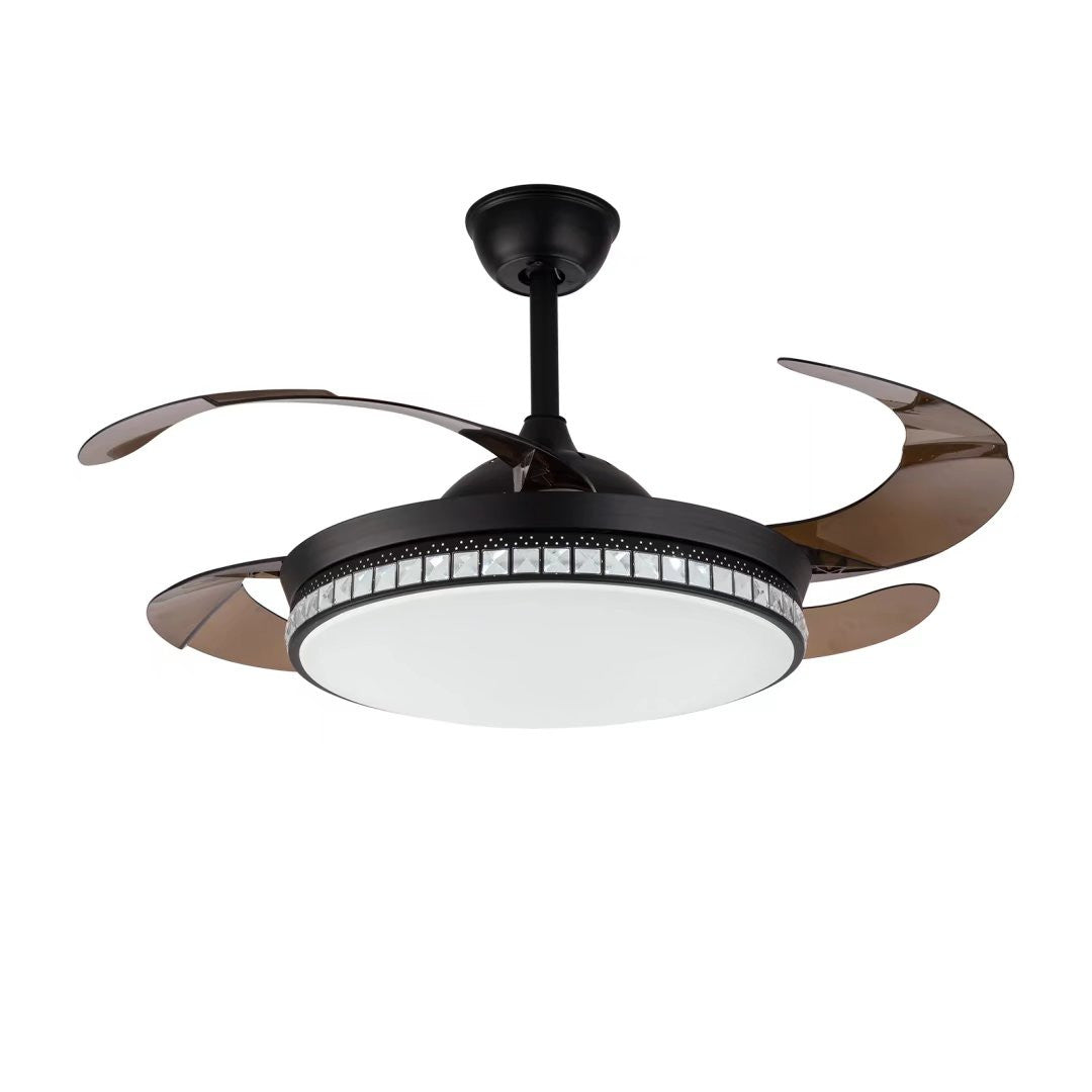 HomeRoots Stylish Chandelier With Retractable Blades in Black Finish