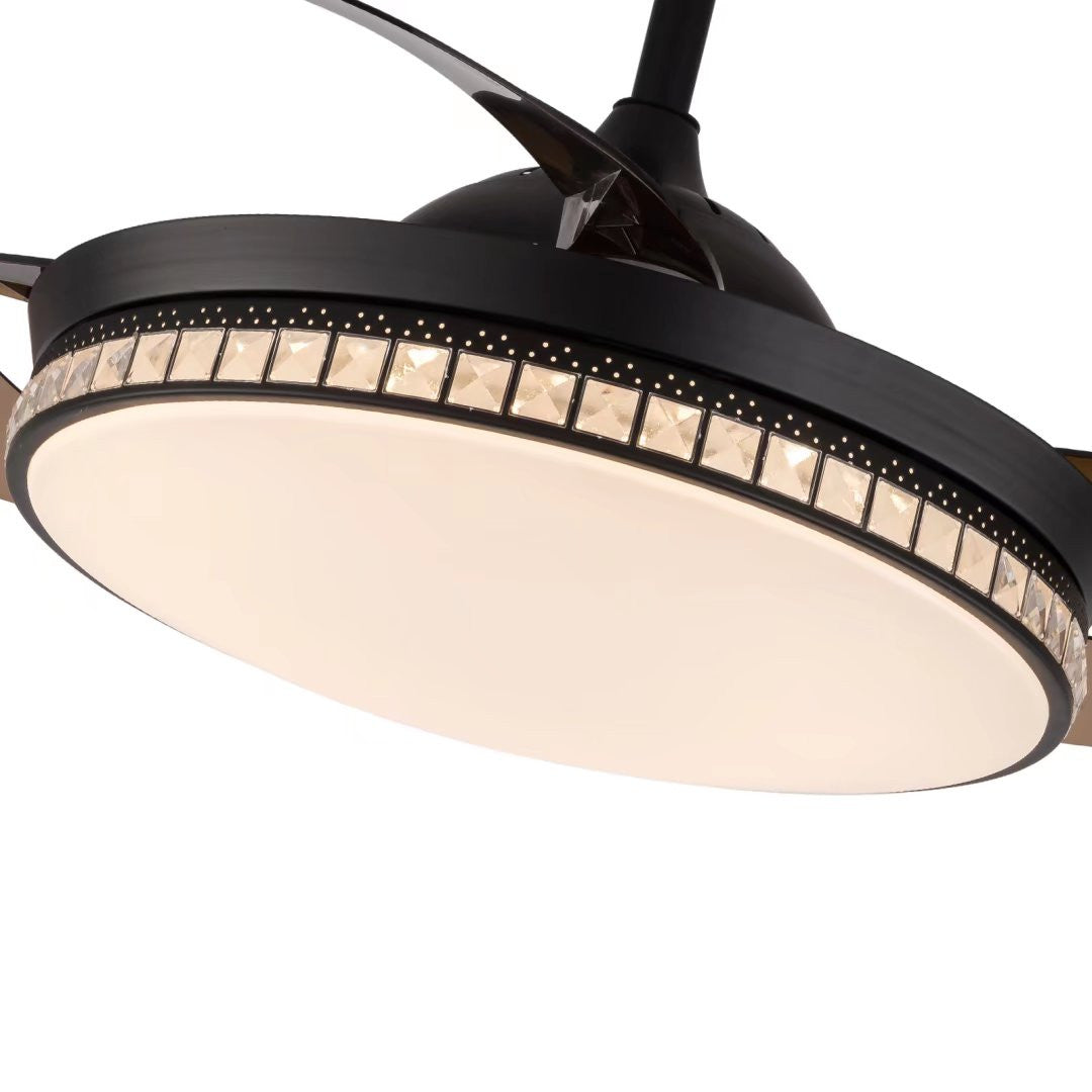 HomeRoots Stylish Chandelier With Retractable Blades in Black Finish
