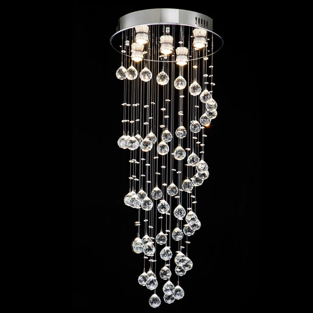 HomeRoots Stylish Spiral Faux Crystal Chandelier With Stainless Steel Finish