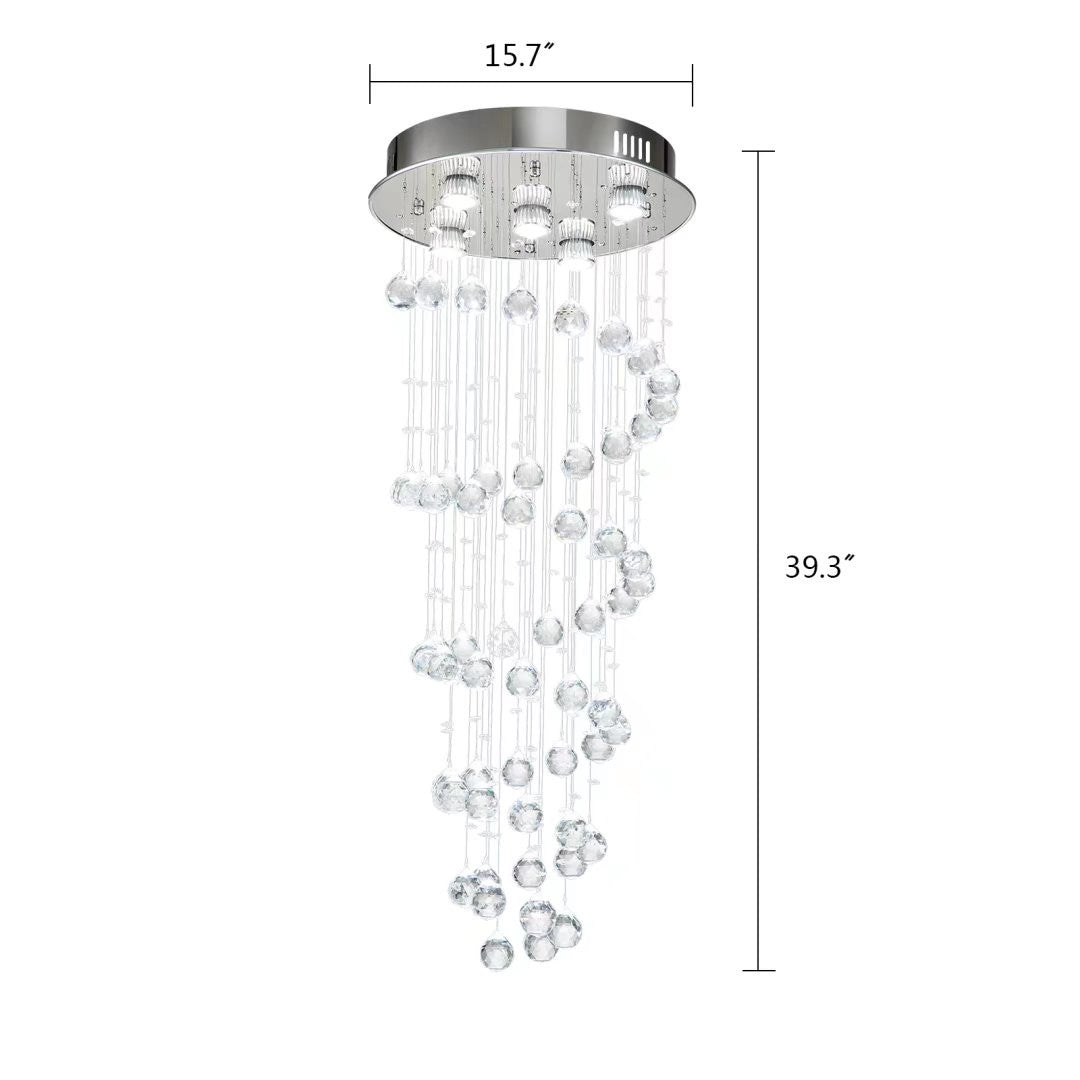 HomeRoots Stylish Spiral Faux Crystal Chandelier With Stainless Steel Finish