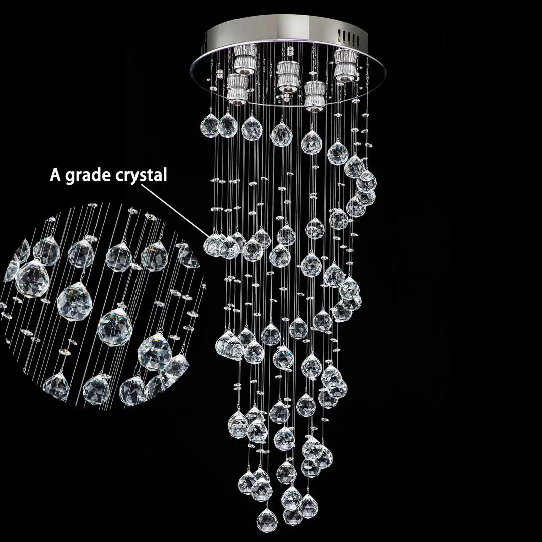 HomeRoots Stylish Spiral Faux Crystal Chandelier With Stainless Steel Finish