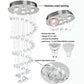 HomeRoots Stylish Spiral Faux Crystal Chandelier With Stainless Steel Finish