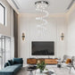 HomeRoots Stylish Spiral Faux Crystal Chandelier With Stainless Steel Finish