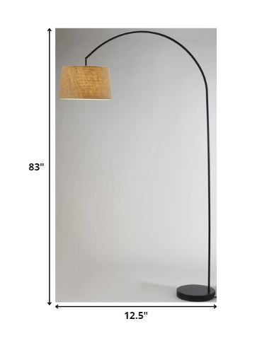 HomeRoots Sweeping Curve Floor Lamp With Black Metal Finish