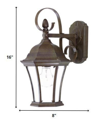 HomeRoots Swing Arm Hanging Lantern Wall Light in Dark Brown Finish