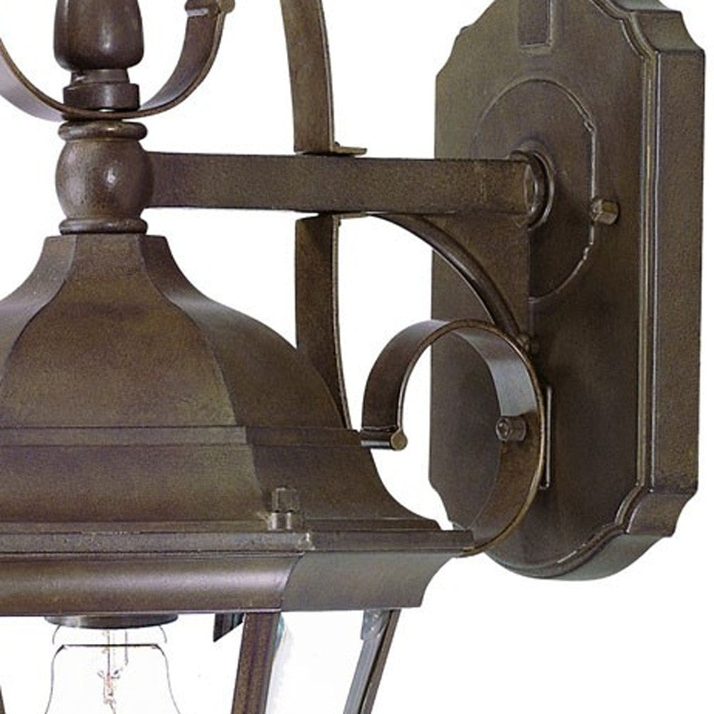 HomeRoots Swing Arm Hanging Lantern Wall Light in Dark Brown Finish