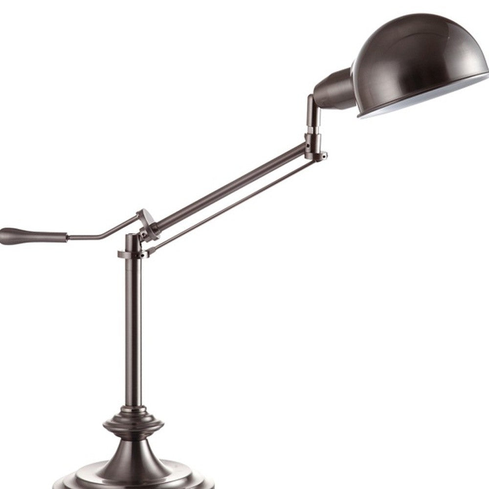 HomeRoots Swing Arm Table Lamp in Silver Metal Finish