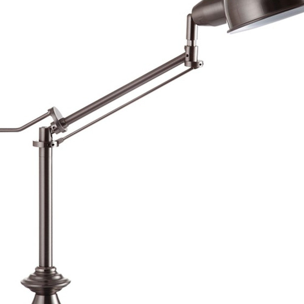 HomeRoots Swing Arm Table Lamp in Silver Metal Finish